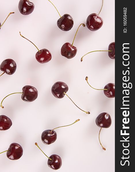 Ripe cherries isolated