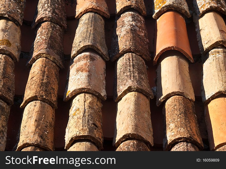 An ancient red tiled roof in Croatia