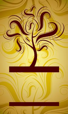 Design With Decorative Tree From Autumn Leafs Stock Image