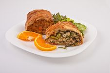 Vegetables And Meat Roll And Salad Stock Images