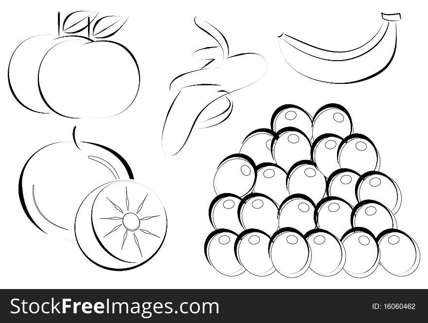 Illustration of fruits on white background