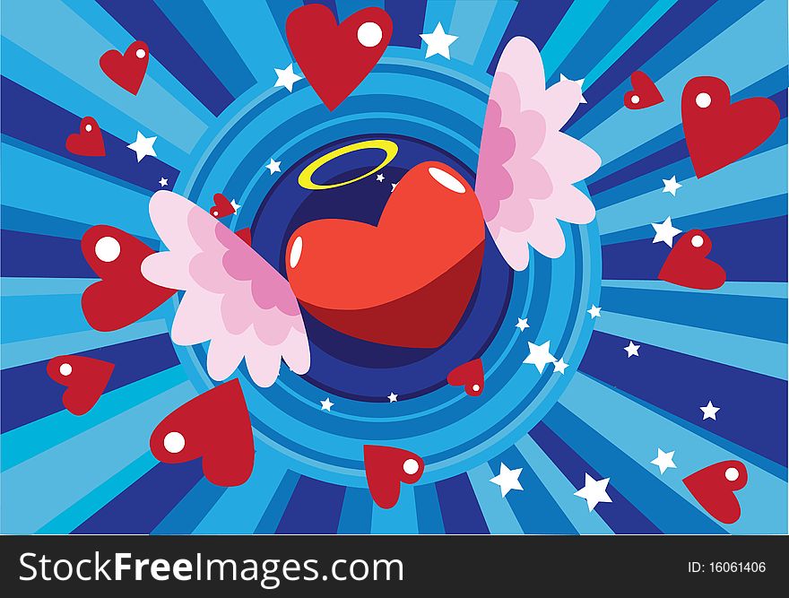 Image of a big heart with wing that represents love on valentine. Image of a big heart with wing that represents love on valentine.