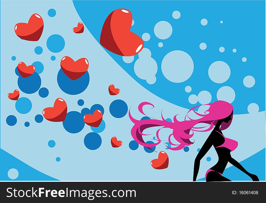 Image of a man who is running after the heart for love on Valentine. Image of a man who is running after the heart for love on Valentine.