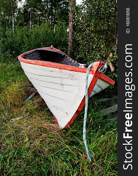 HDR image of old boat in forest