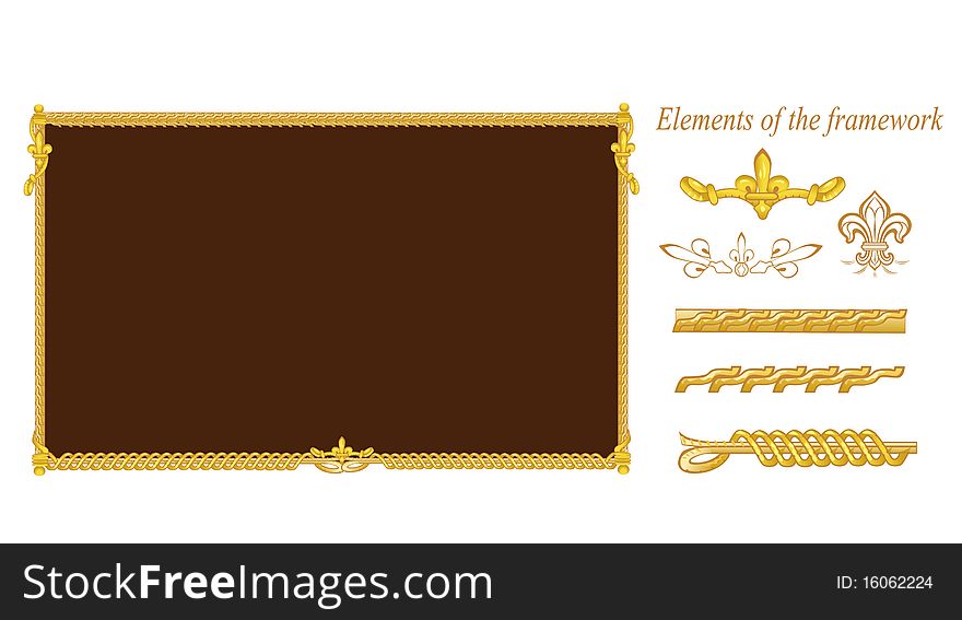 Frame with decorative ornaments, fragments of which frame is