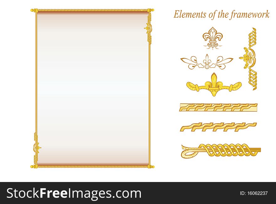 Frame with decorative ornaments, fragments of which frame is