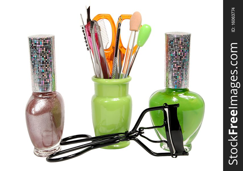 Tools for manicure isolated on a white background