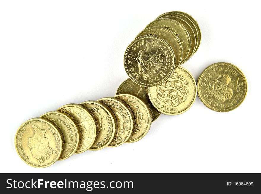 Stack of coins over isolated white background