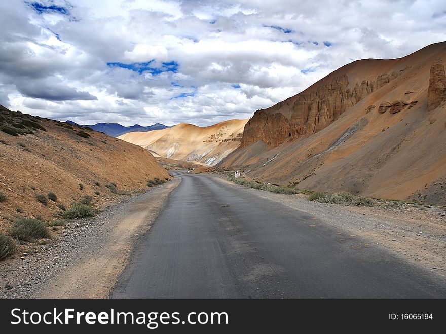 A lonely road in jammu kashmir ladakh. A lonely road in jammu kashmir ladakh