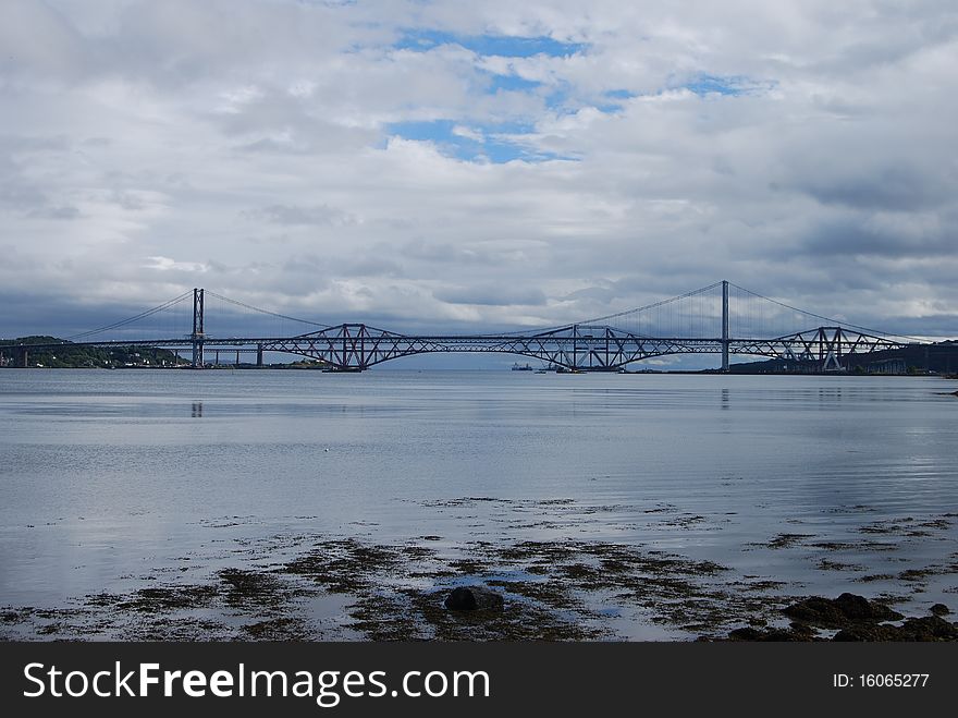 A view of the two Forth bridges in Scotland. A view of the two Forth bridges in Scotland