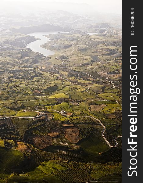 Aerial view of farm fields, Cyprus