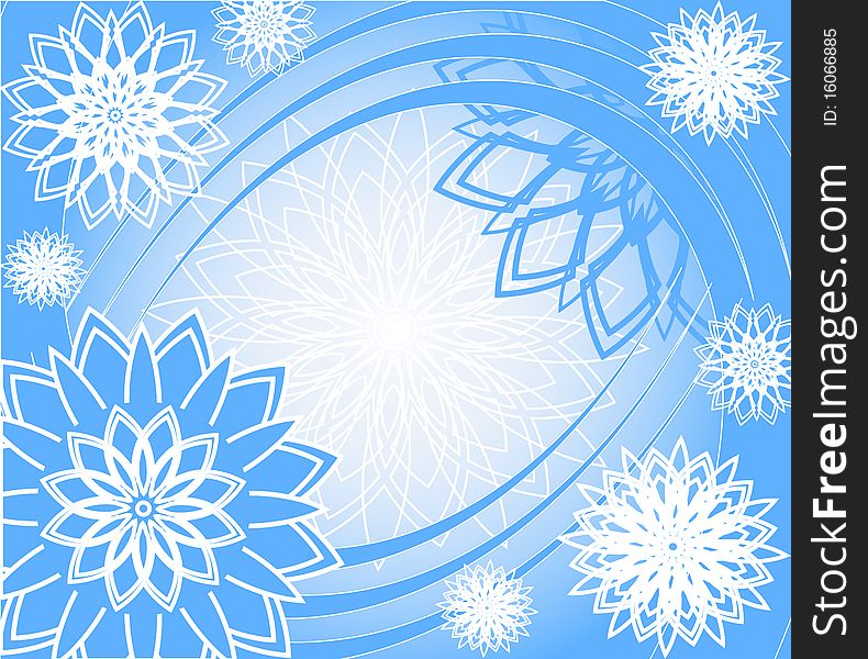 Vector illustration of a blue Christmas background with the snowflakes