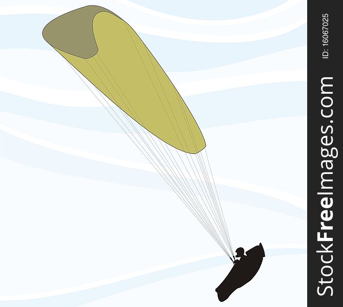 Illustration and contours of man paragliding