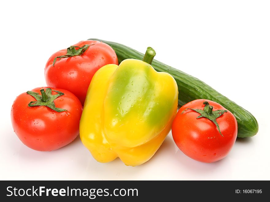 Fresh vegetables on a white background