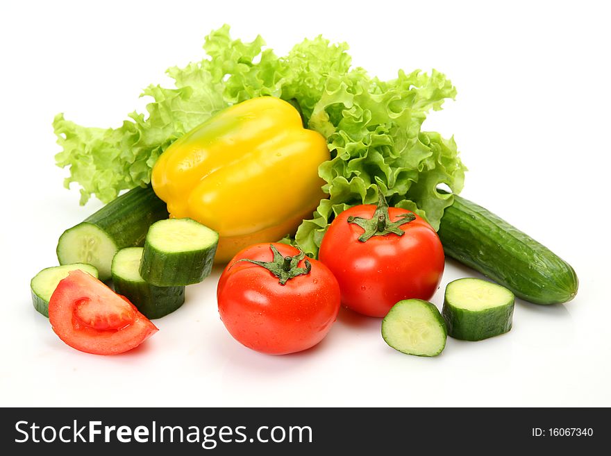 Fresh vegetables on a white background