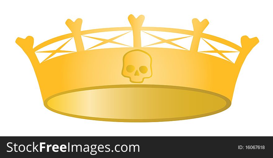 Gold crown with skull. Vector illustration