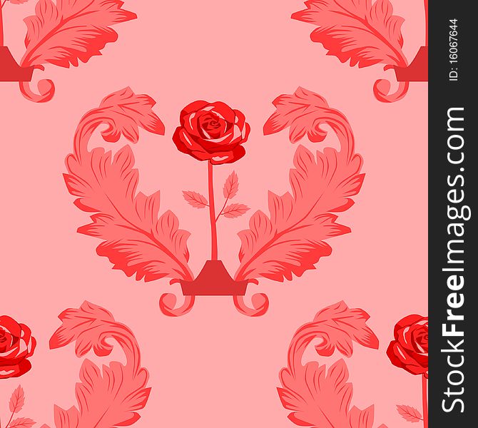 Seamless floral pattern red. Vector illustration