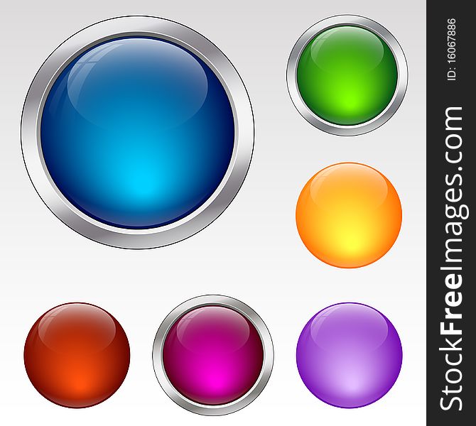 Colorful buttons and spheres. Vector illustration.