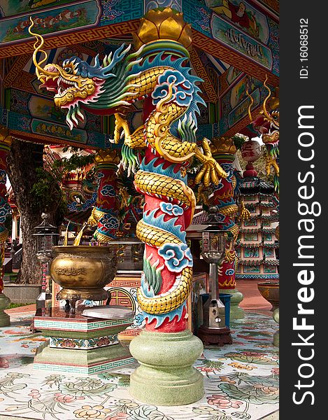 Dragon in Shrine. Chanthaburi Thailand