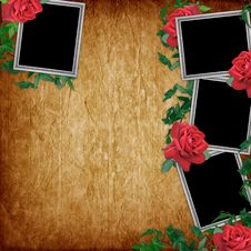 Vintage Card For The Holiday With Red Rose Stock Photos Vintage Card For The Holiday With Red Rose Stock Photos