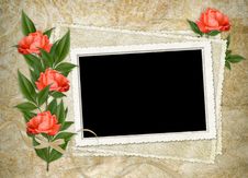 Vintage Card For The Holiday With Red Rose Royalty Free Stock Image Vintage Card For The Holiday With Red Rose Royalty Free Stock Image