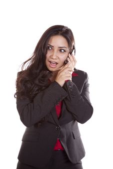 Business Woman On Phone Surprised. Royalty Free Stock Photography Business Woman On Phone Surprised. Royalty Free Stock Photography