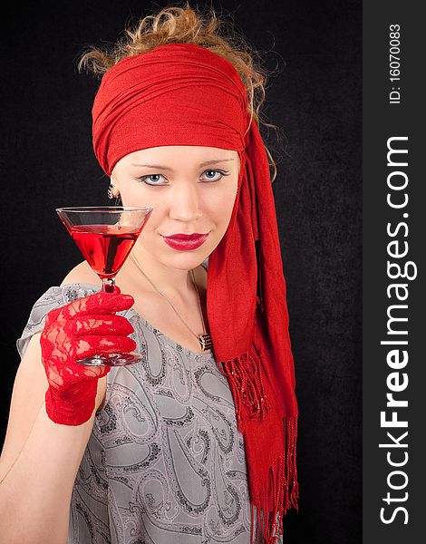 Portrait of a young girl in red color. Portrait of a young girl in red color