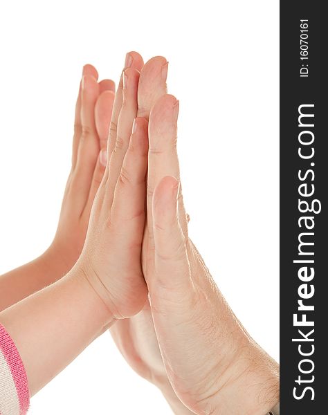 Adults and children's hands in different gestures