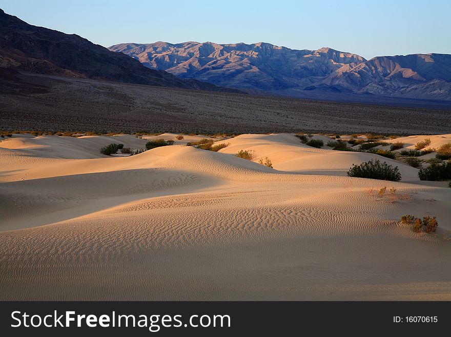 Sand Dunes Amid Mountain Peaks, Death Valley National Park, California