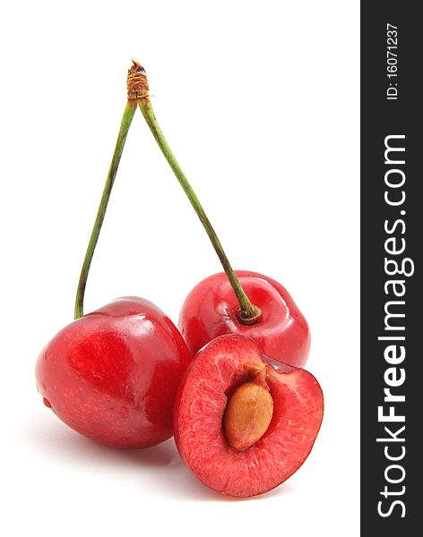 Isolated sweet cherries. Element of design.