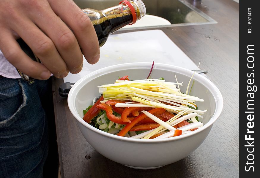 Preparing salad