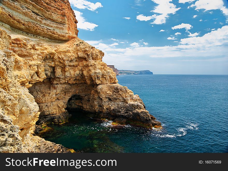 Cave in rock at the sea. Nature composition. Cave in rock at the sea. Nature composition.