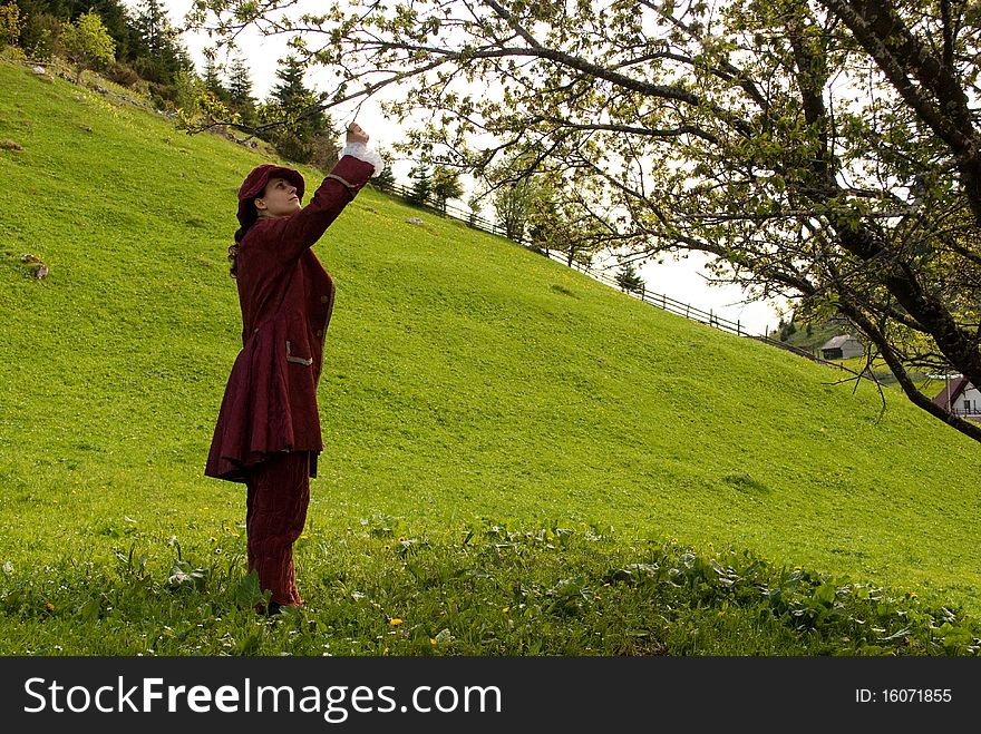 I made this photo with medieval clothes, in a deserted house in the village fund-Bran. Here I wanted to represent a duke which is smelling the beautiful tree flowers. I made this photo with medieval clothes, in a deserted house in the village fund-Bran. Here I wanted to represent a duke which is smelling the beautiful tree flowers.