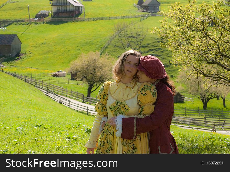 Couple loving in the garden