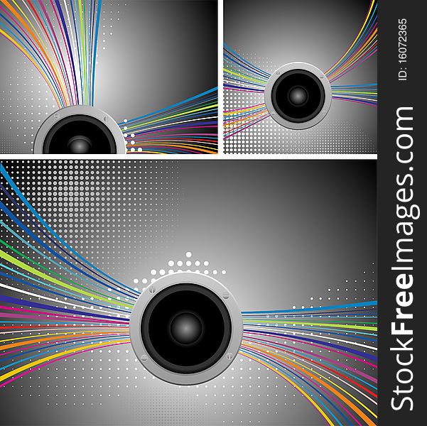 Vector Music Illustration With Speakers