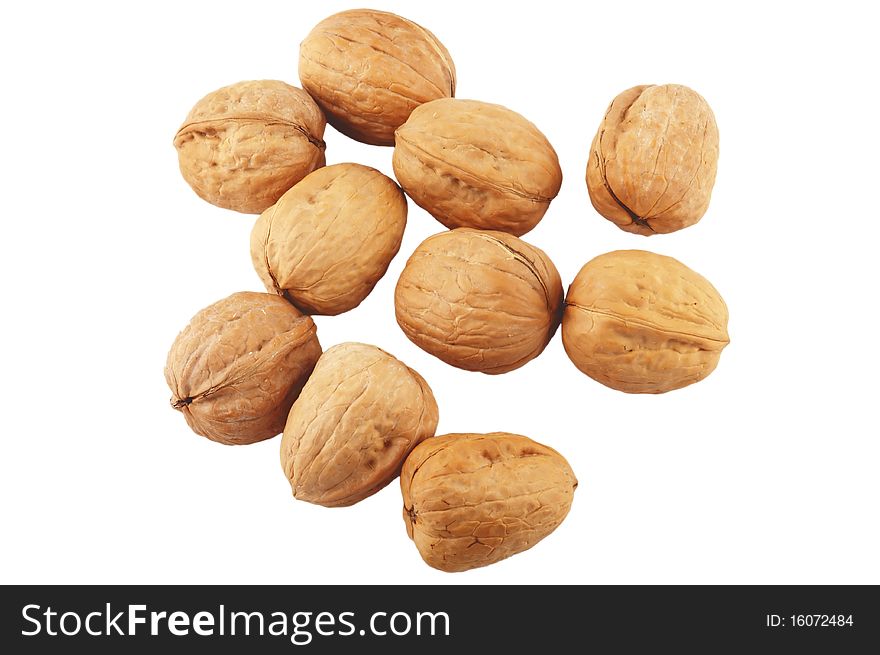 Walnuts isolated on white background