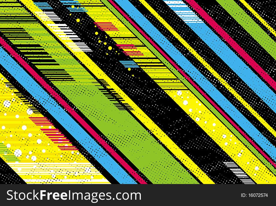 Background with black and color diagonals,