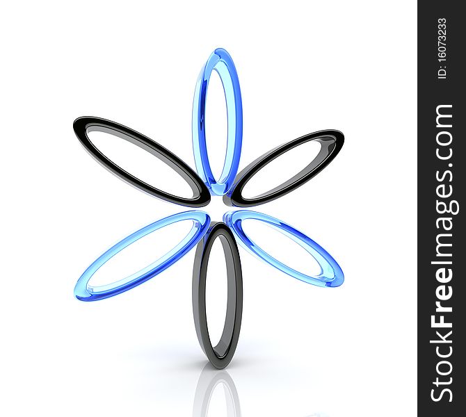 Illustration of design element glass and black flower. Illustration of design element glass and black flower