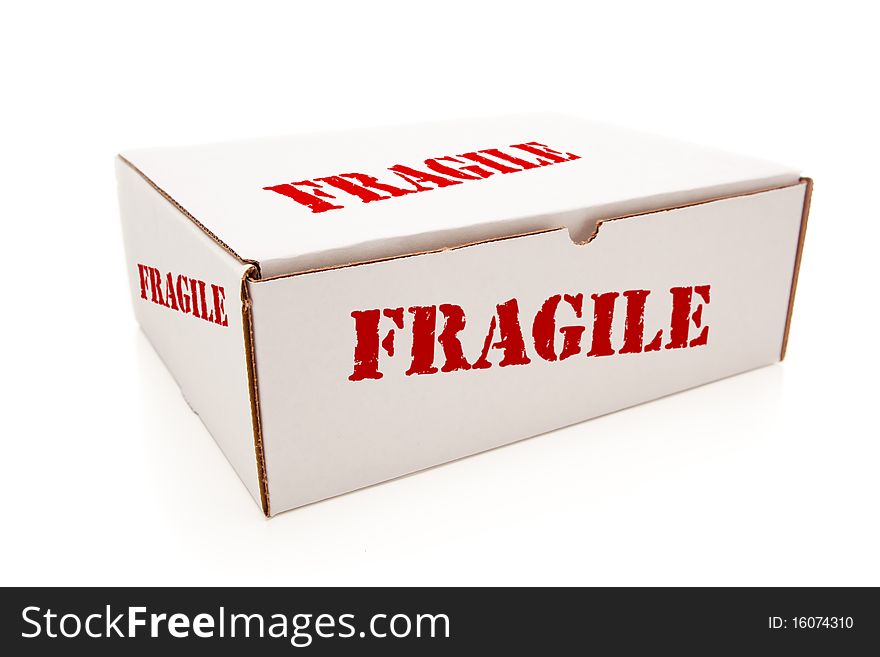 White Box with Fragile on Sides Isolated