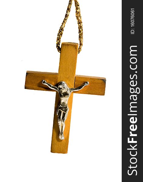 Cross from a tree, photographed on a white background. Cross from a tree, photographed on a white background