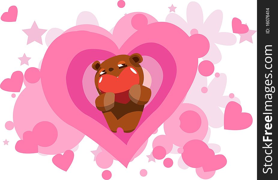 Image of a teddy bear which has a symbol of love on valentine day. Image of a teddy bear which has a symbol of love on valentine day
