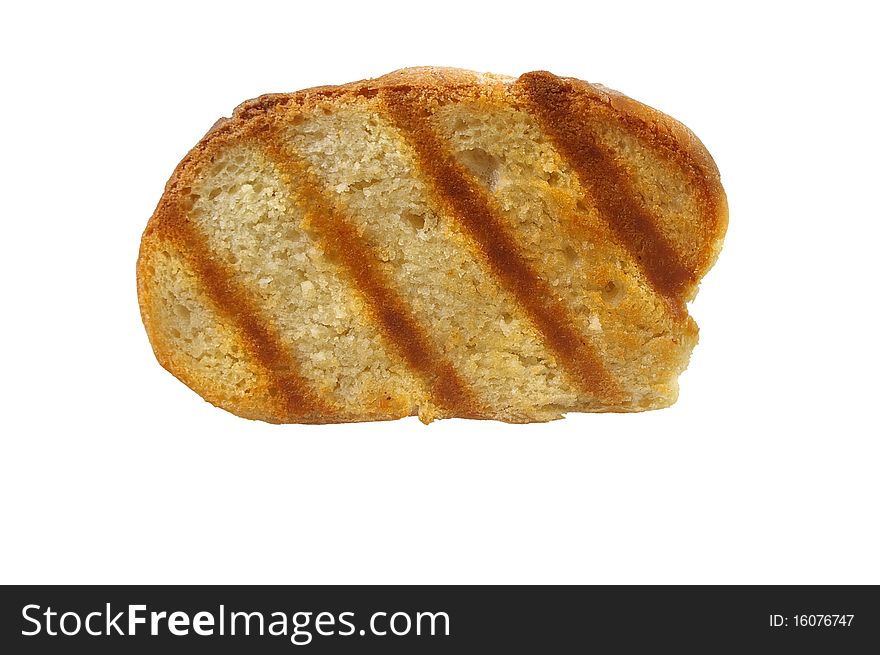 Traditional  ciabatta bread used for bruschetta and other appetizers isolated over white