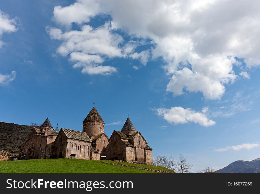 Background of Haghartsin monastery under the clear blue sky
