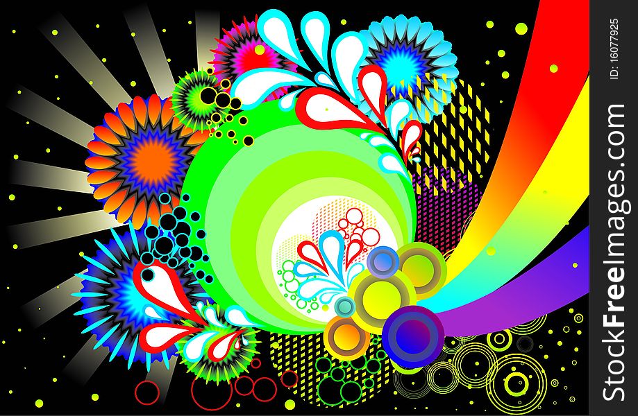 Nice abstract colorful background with flowers