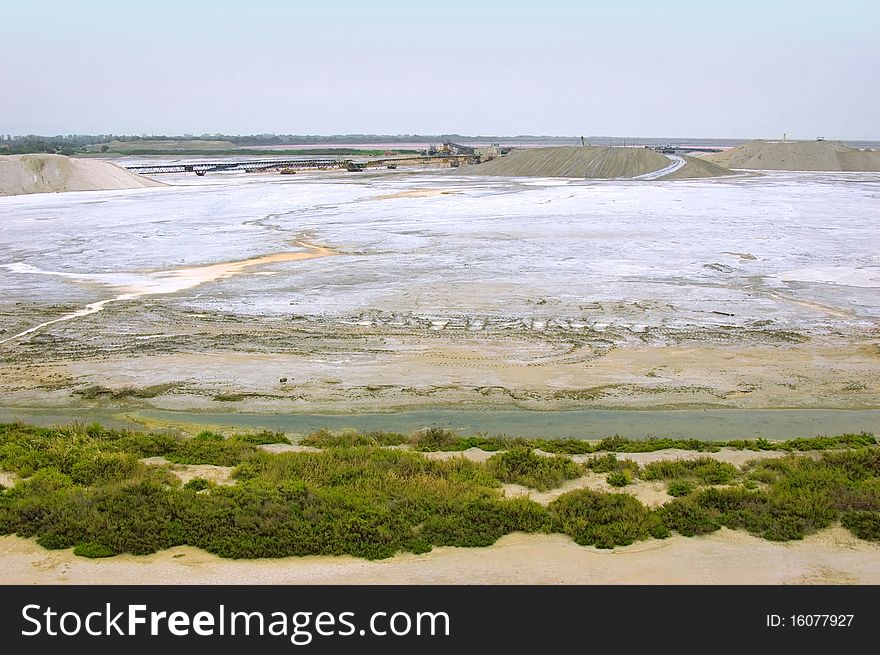 Look over the salt fields Salin de Giraud south of the Camargue