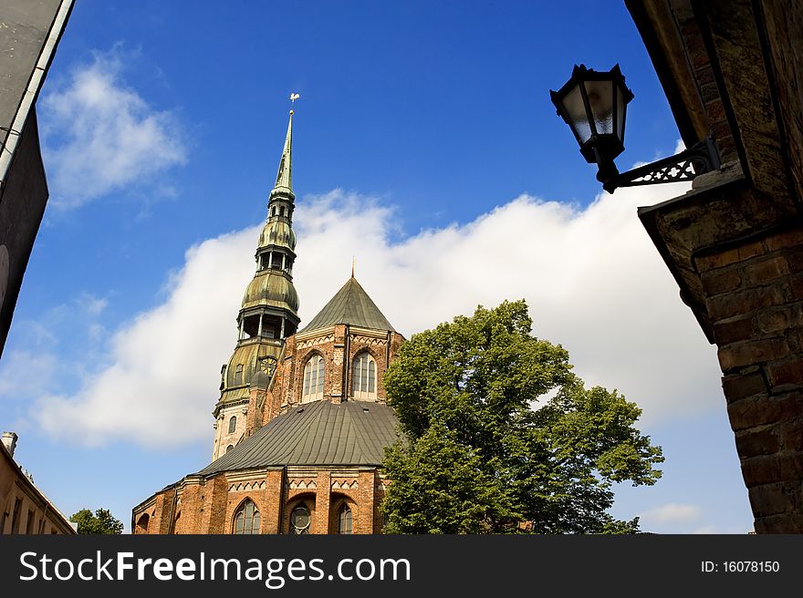 The Dome Cathedral (Old Town, Riga, Latvia), view from the Old Town street