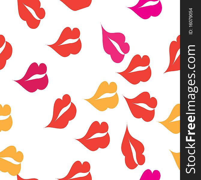 Seamless texture with a lot of red lips prints. This is  illustration.