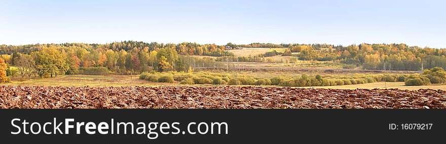 Horizontal colorful banner with autumn landscape. Horizontal colorful banner with autumn landscape