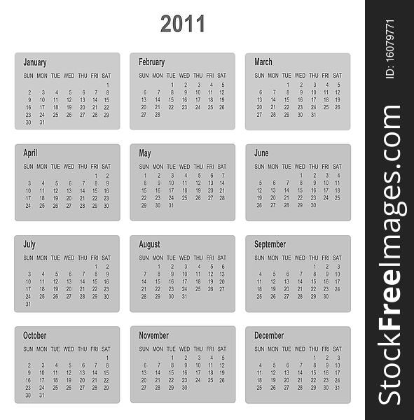 Calendar for year 2011.  format.