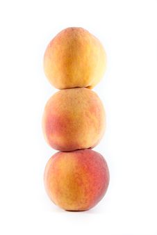 Three Fresh Peaches Stacked On Each Other Royalty Free Stock Image Three Fresh Peaches Stacked On Each Other Royalty Free Stock Image